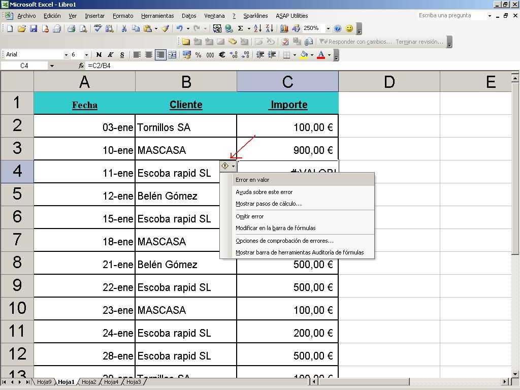 Glosario errores en Excel Conocelos para arreglalos YA