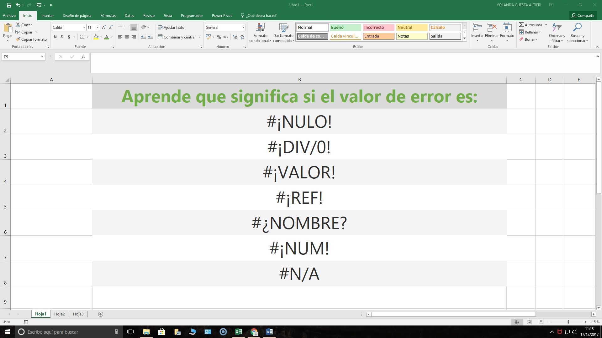Glosario errores en Excel Conocelos para arreglalos YA