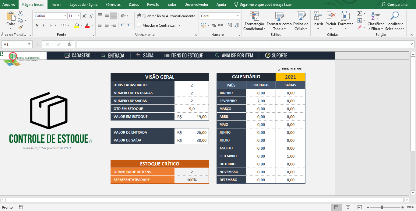 Planilha Controle de Estoque Gratuito Excel da Logística