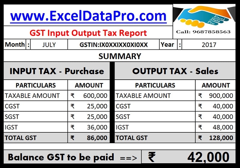 Download GST Input Output Tax Report in Excel ExcelDataPro