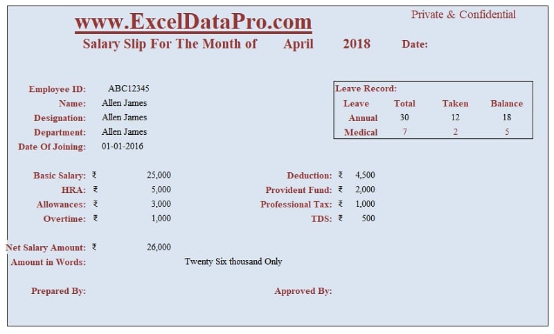 9 ReadyToUse Salary Slip Excel Templates ExcelDataPro