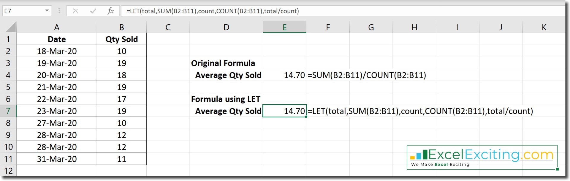 Excel LET Function Excel Exciting