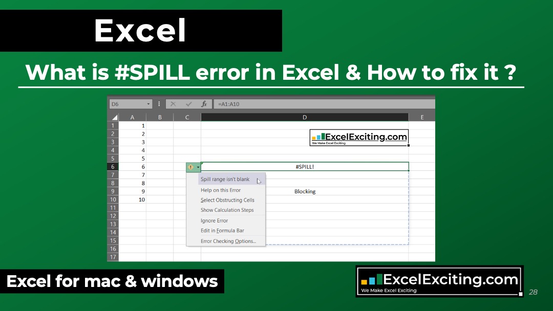 What is the SPILL! error and how to fix it? Excel Exciting