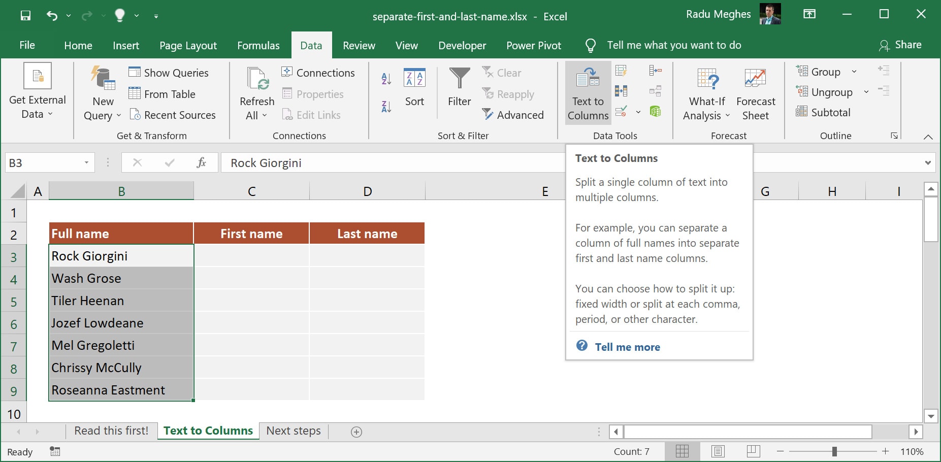 How to separate First and Last name in Excel Excel Explained