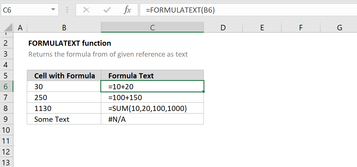 How to use the Excel FORMULATEXT function ExcelFind