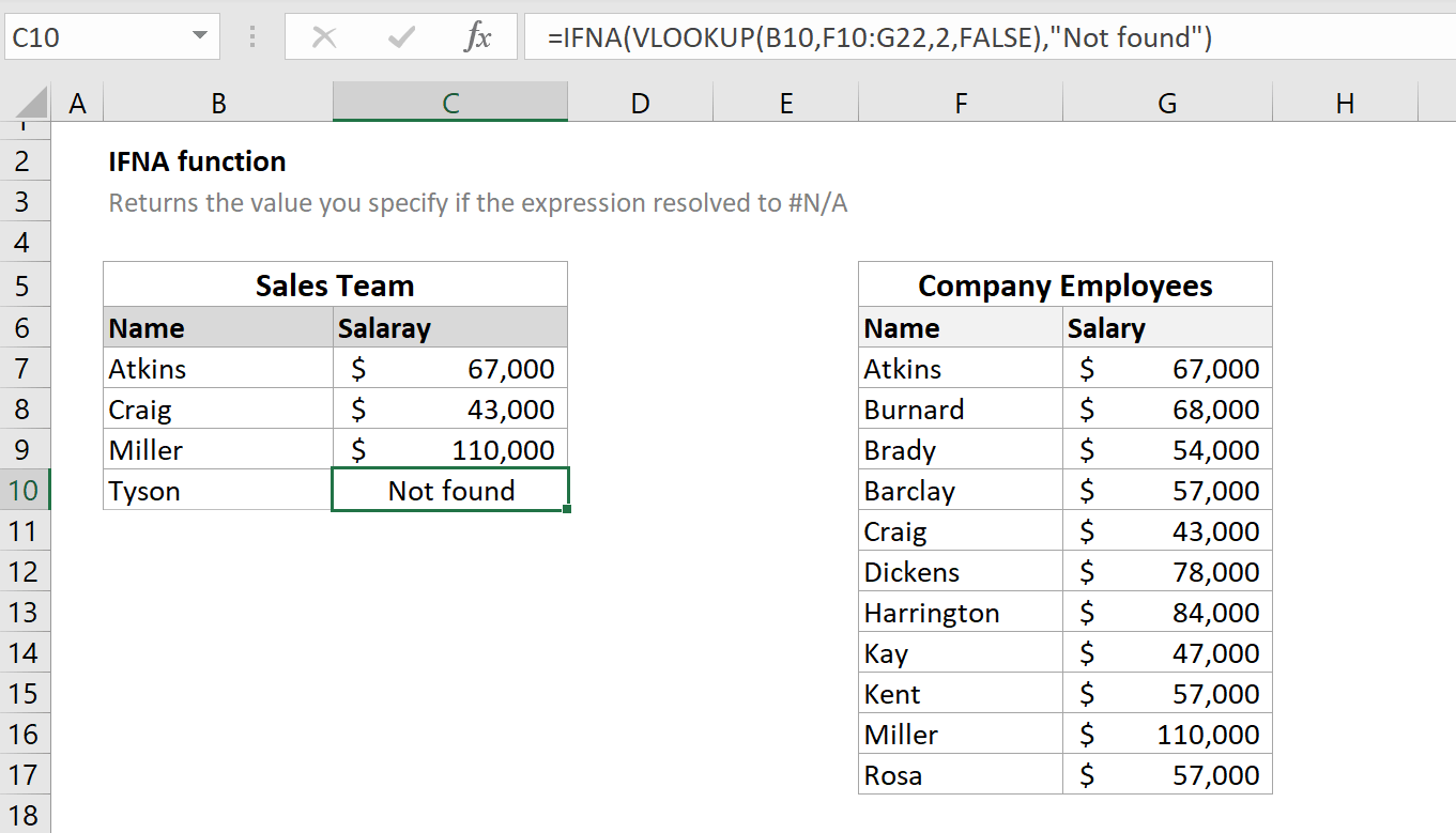 How to use the Excel IFNA function ExcelFind