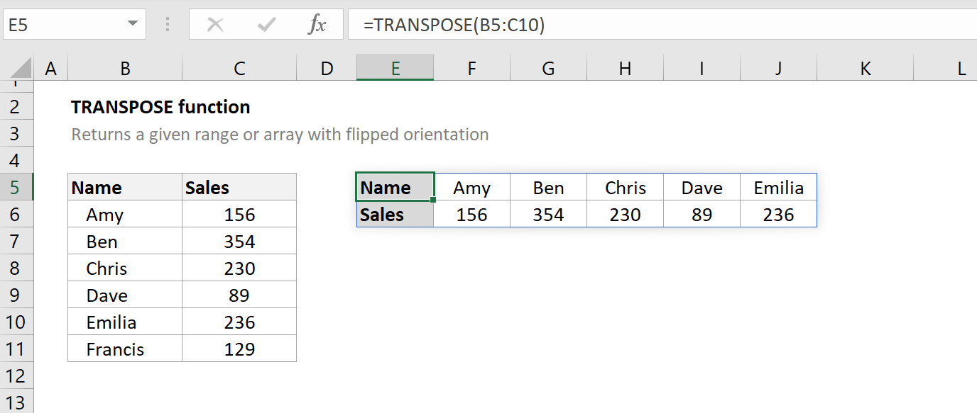 How to use the Excel TRANSPOSE function ExcelFind