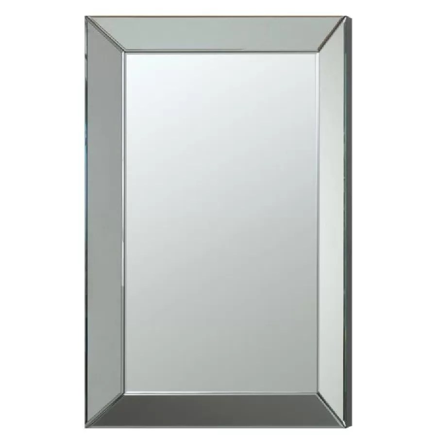 Interlocking Greek Frameless Wall Mirror Silver