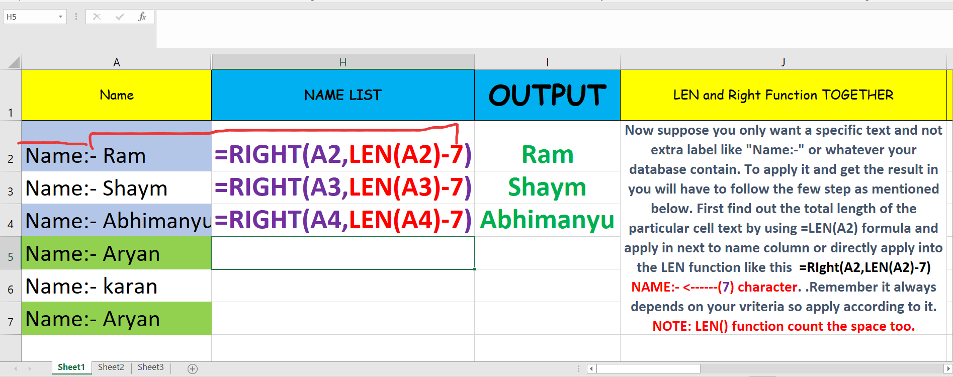 EXTRACT TEXT With LEN() and RIGHT() Function ExcelHelp