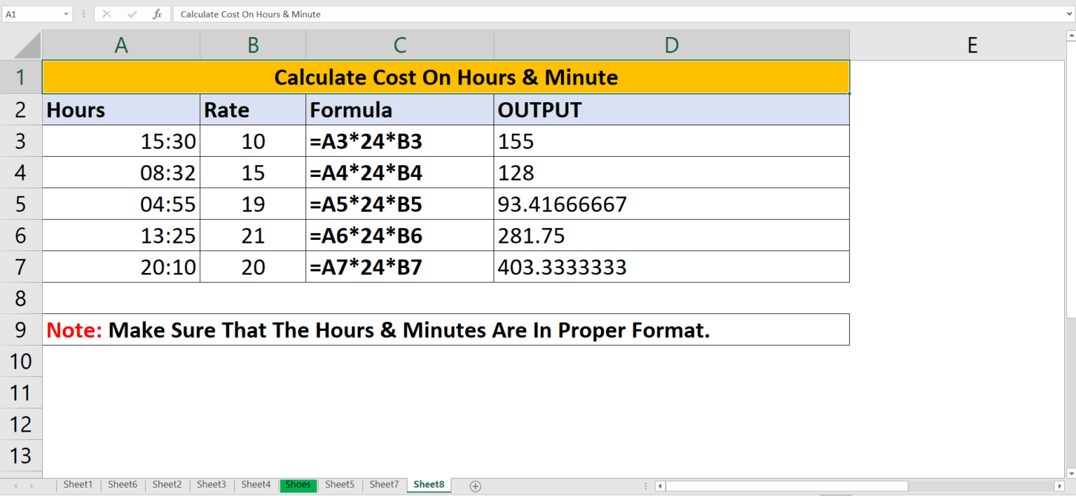 Calculate Cost On Time Hours And Minutes ExcelHelp