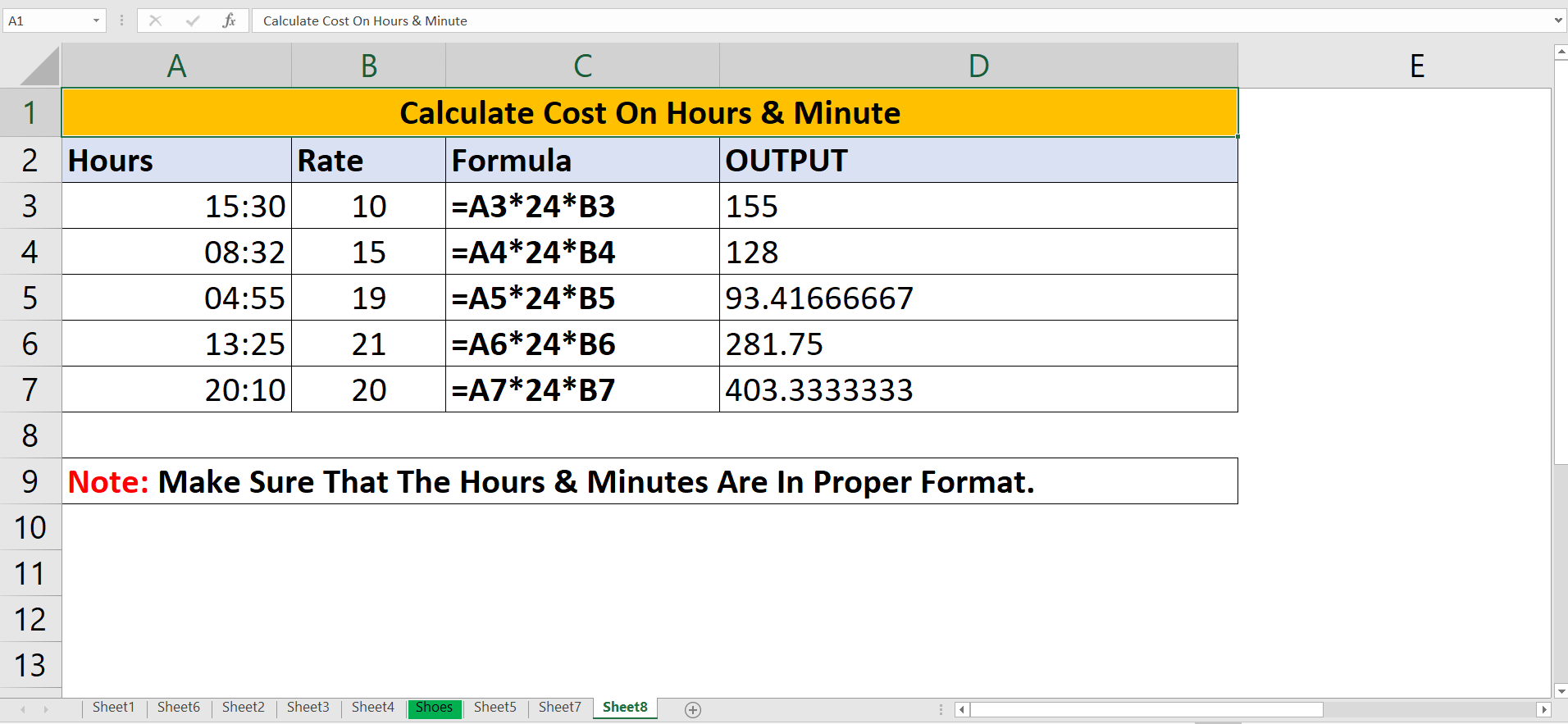 Calculate Cost On Time Hours And Minutes ExcelHelp