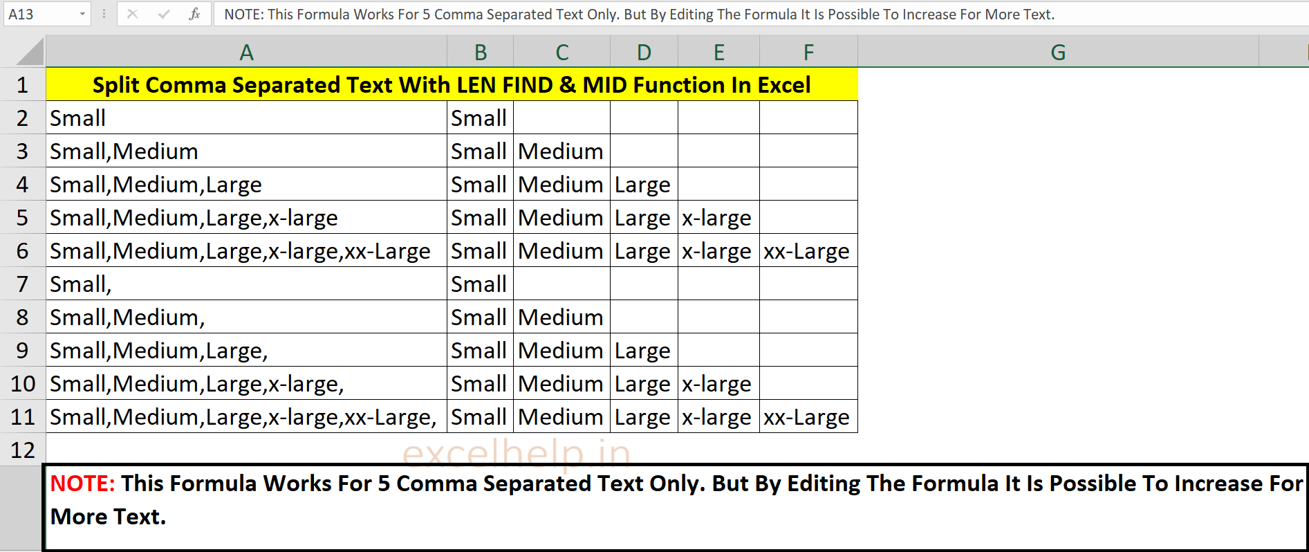 Split Comma Separated Text With Formula In Excel ExcelHelp