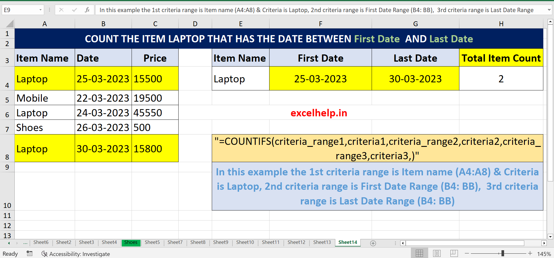Count Cells Between Two Dates ExcelHelp