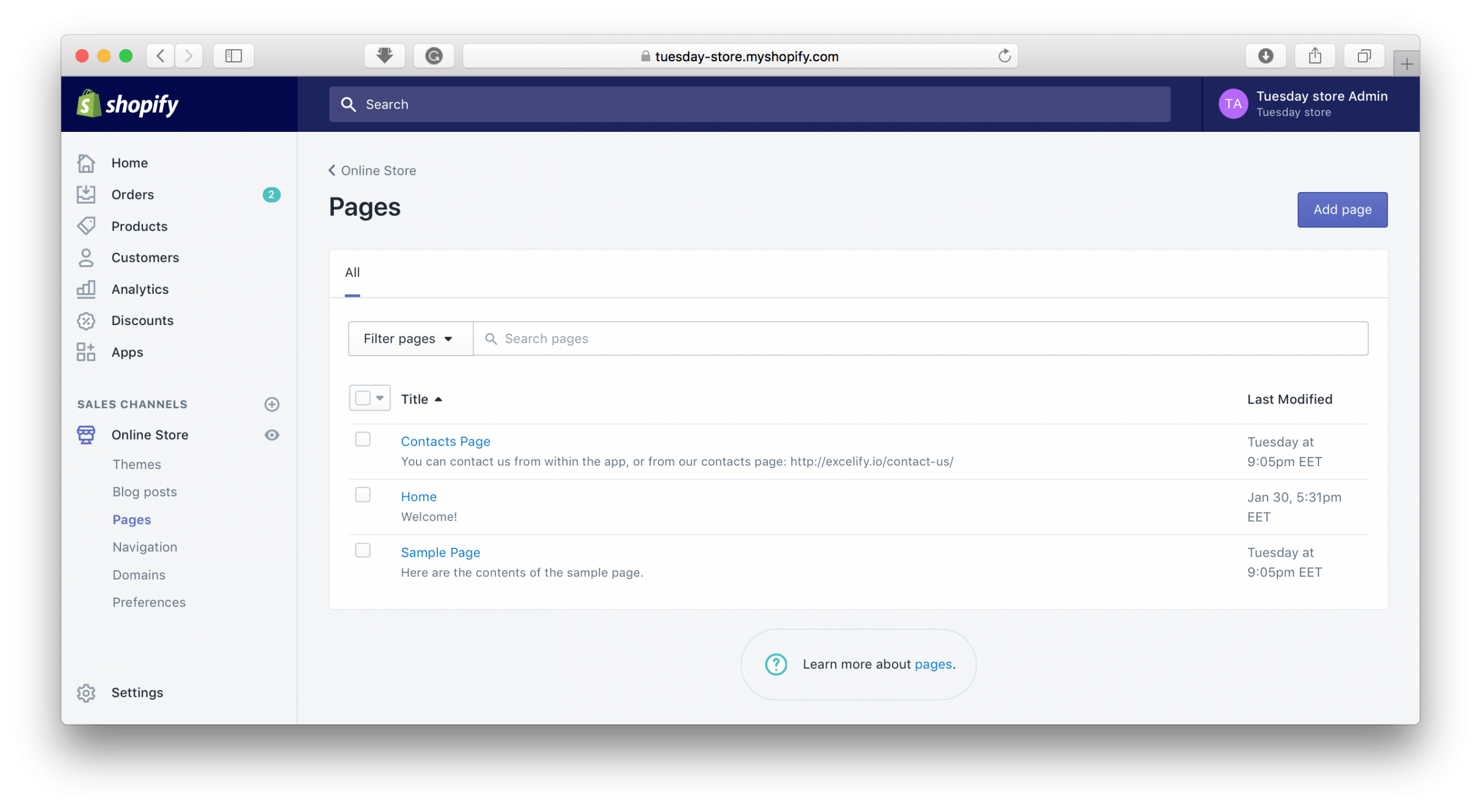 Bulk Delete Pages from Shopify Excelify App