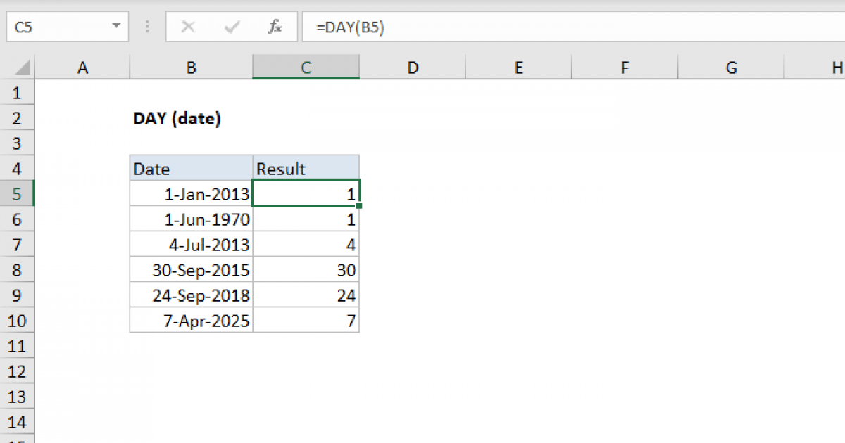 Excel DAY function Exceljet