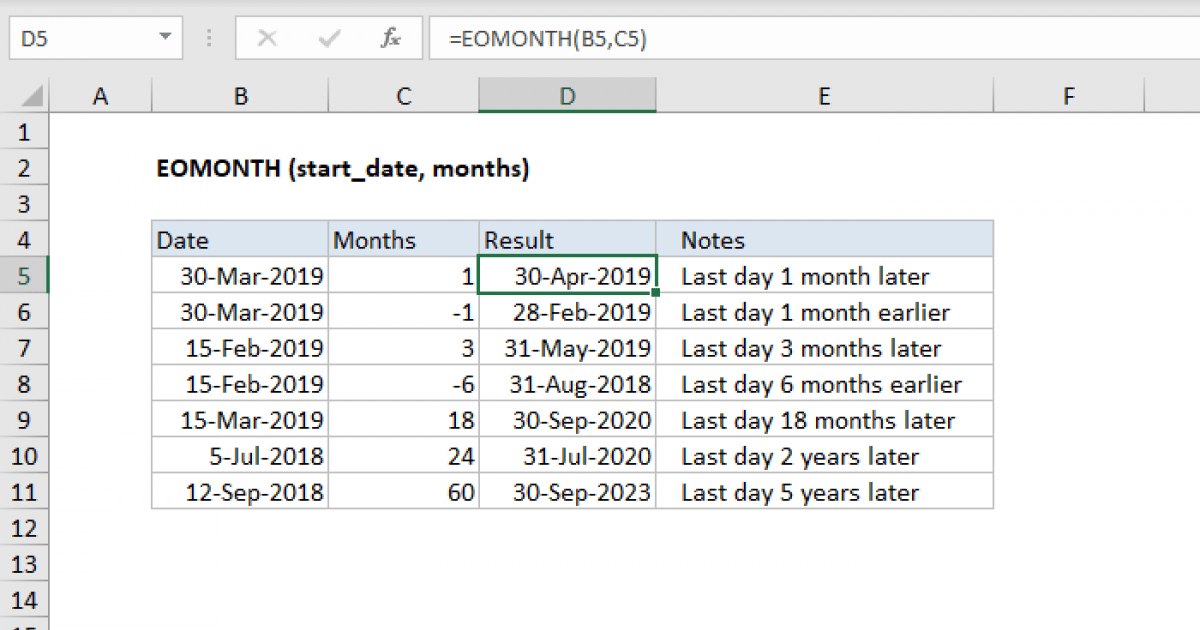 Excel EOMONTH function Exceljet