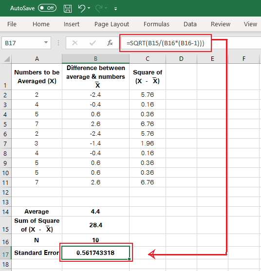 How to Calculate Standard Error in Excel?
