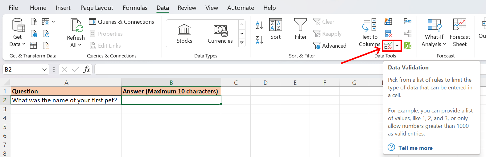 How to Limit Character Length in a Cell in Excel
