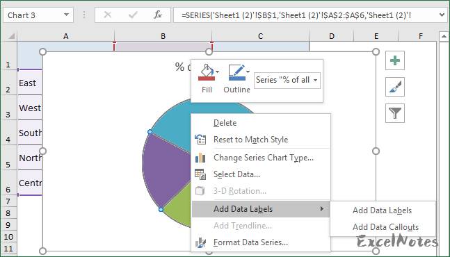 How to Make Pie Chart with Labels both Inside and Outside - ExcelNotes