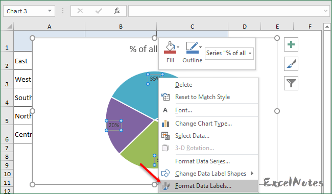How to Make Pie Chart with Labels both Inside and Outside - ExcelNotes