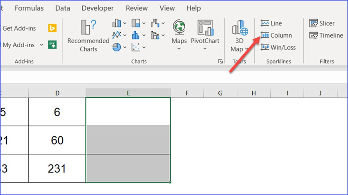 How To Add Column Sparklines In Excel