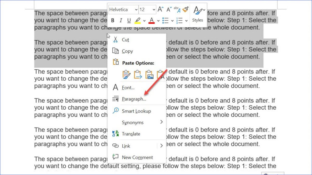 How to Change Space between Paragraphs in Word ExcelNotes