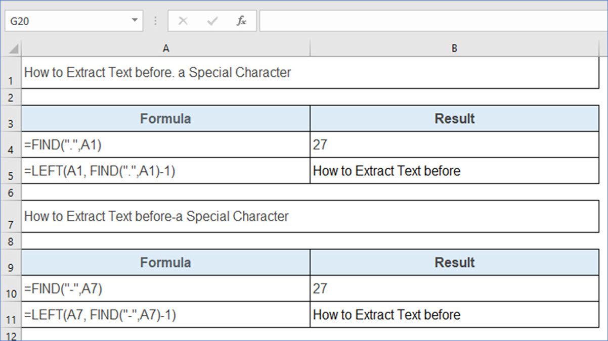 How to Extract Text before a Special Character ExcelNotes