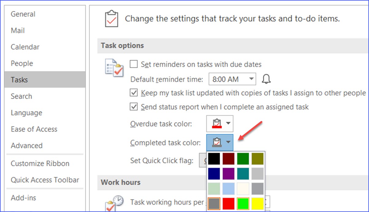 How to Select a Color for Completed Tasks in Outlook ExcelNotes