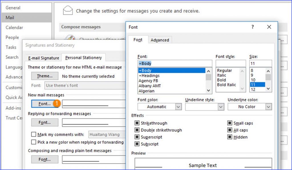 How to Change Default Font or Text Color for Outlook Messages ExcelNotes
