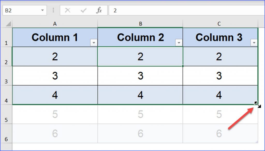How to Resize a Table ExcelNotes