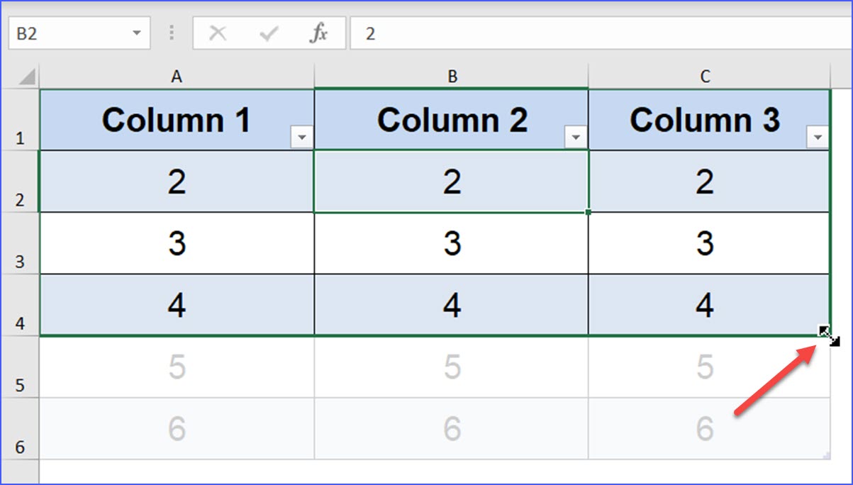 How to Resize a Table ExcelNotes