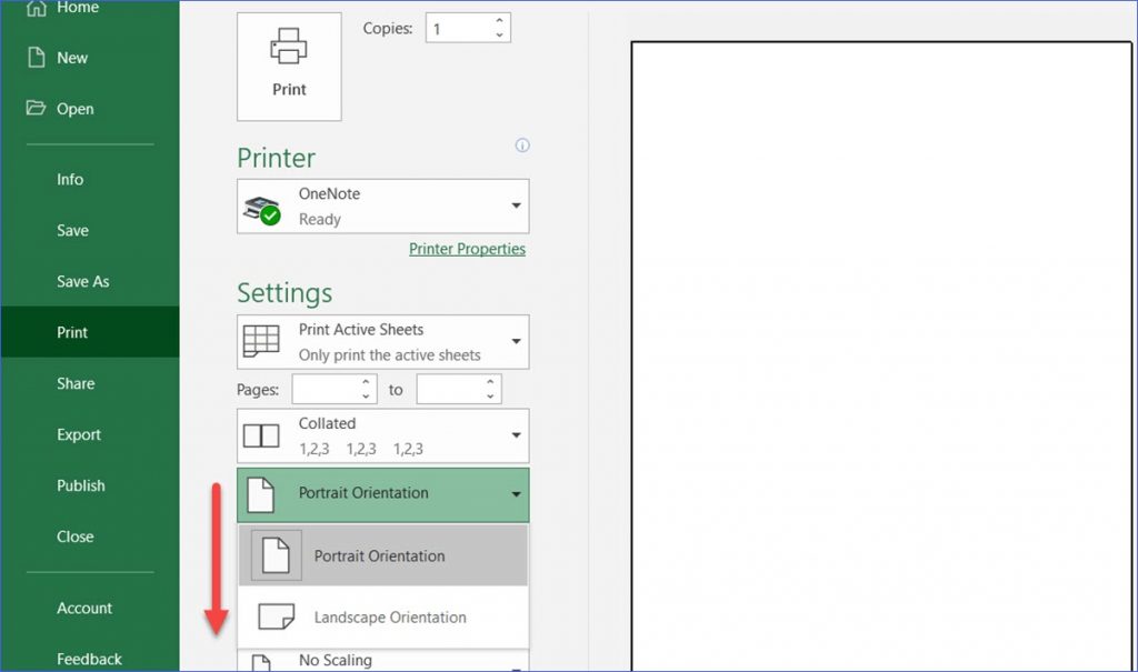 How to Set Print Orientation ExcelNotes