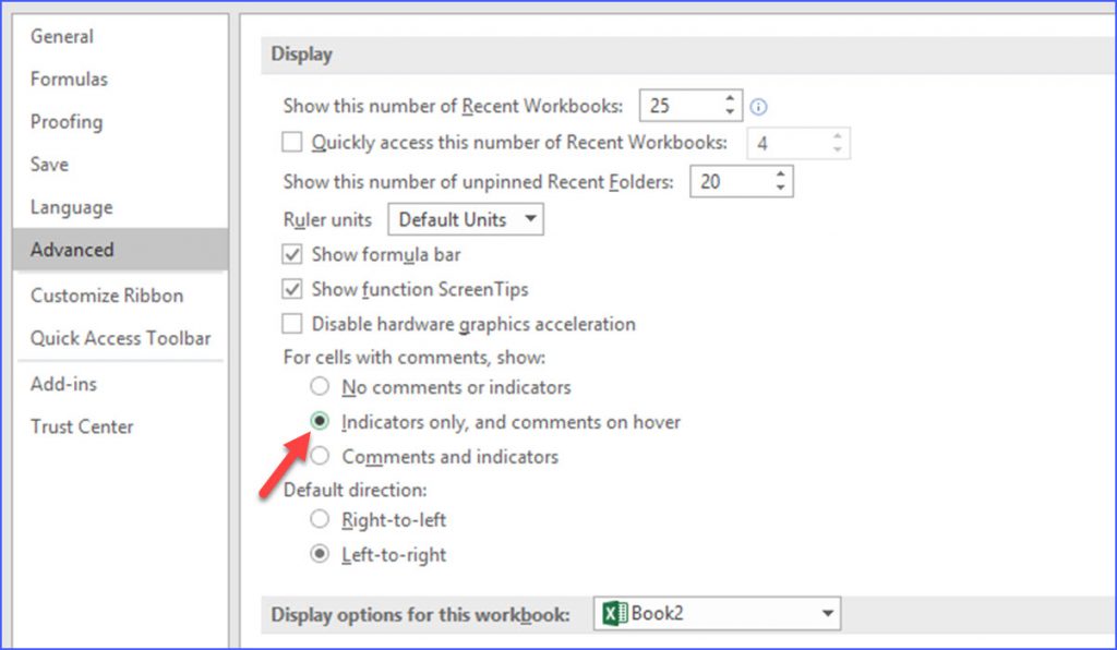 How to Show Indicators only, and Commends on Hover ExcelNotes