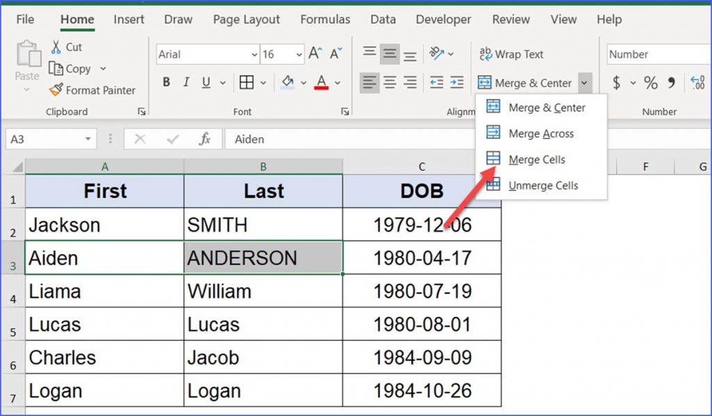How to Merge Cells without Centering the Contents ExcelNotes