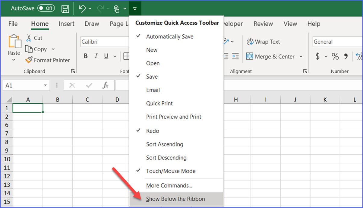 How to Show Quick Access Toolbar below the Ribbon ExcelNotes