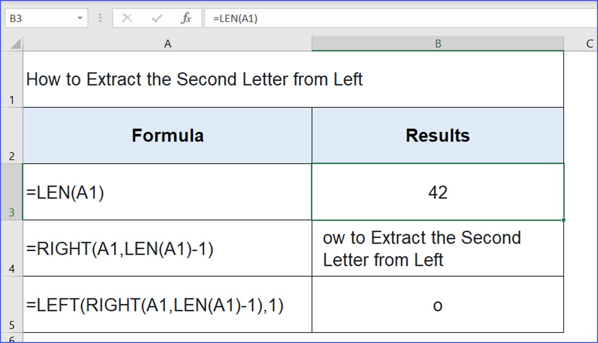 How to Extract the Second Letter from Left ExcelNotes