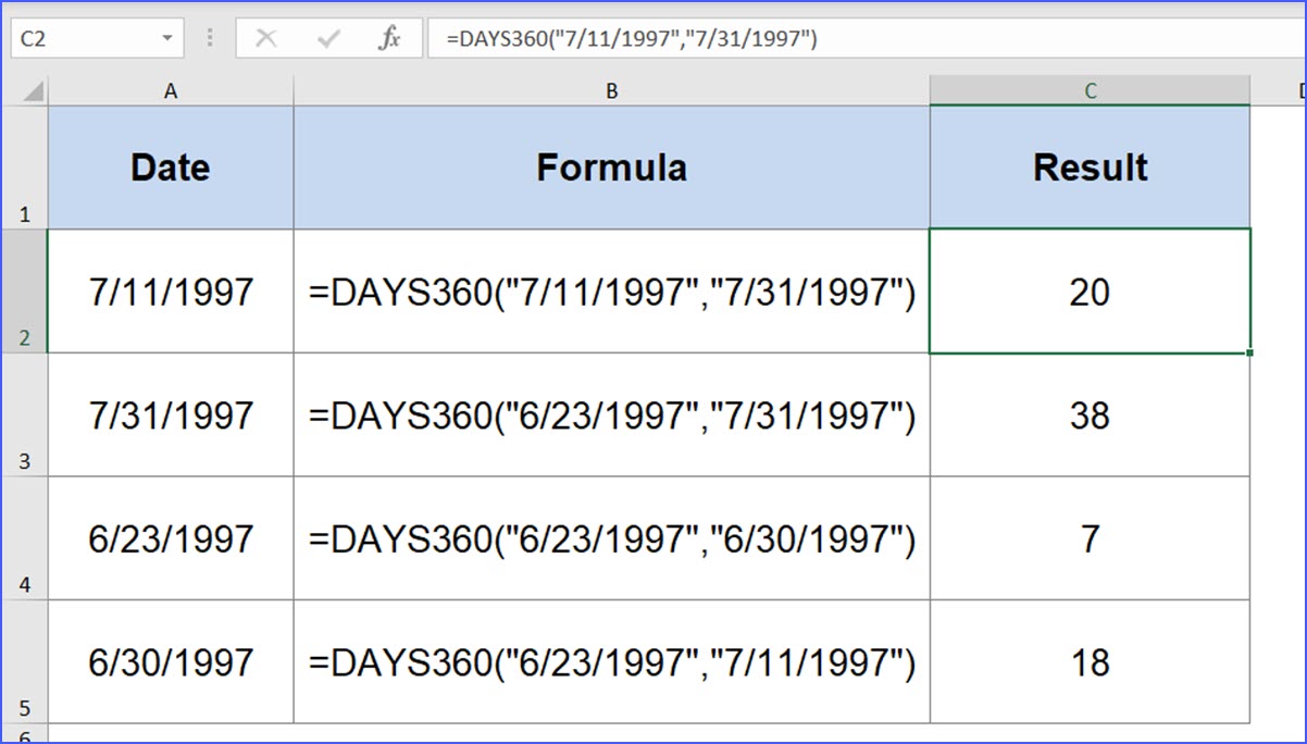 How to Use DAYS360 Function ExcelNotes