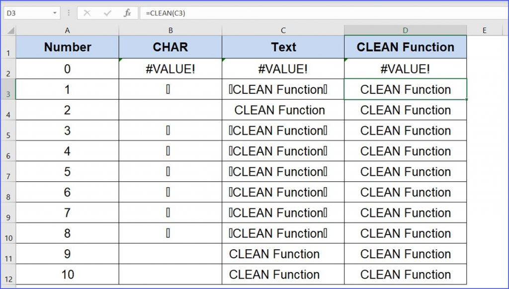 How to Use CLEAN Function ExcelNotes