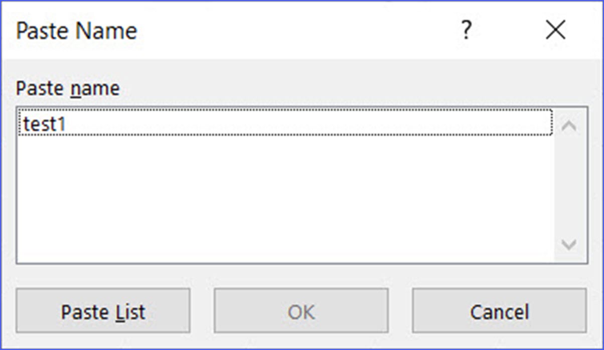 F3 Paste Name Dialog Box ExcelNotes