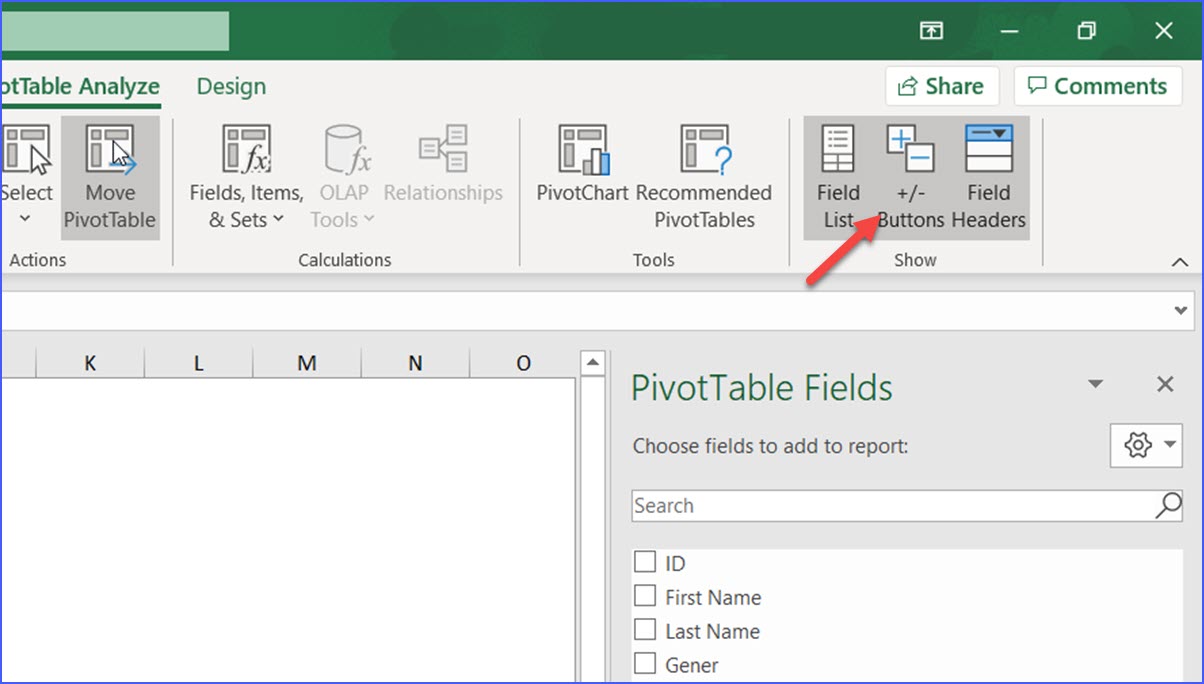 How to Show or Hide “Expand or Collapse” Buttons in Pivot Table