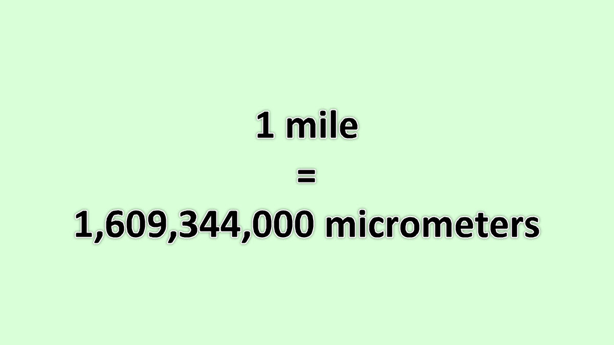 Convert Mile to Micrometer ExcelNotes