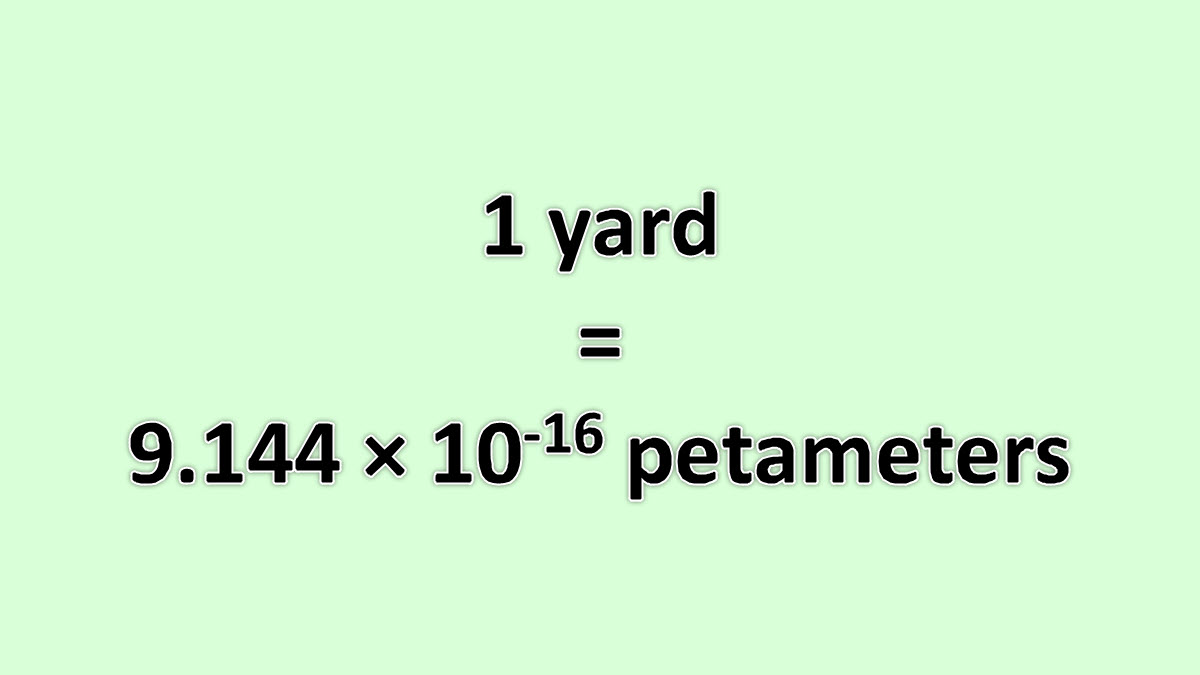 Convert Yard to Petameter ExcelNotes