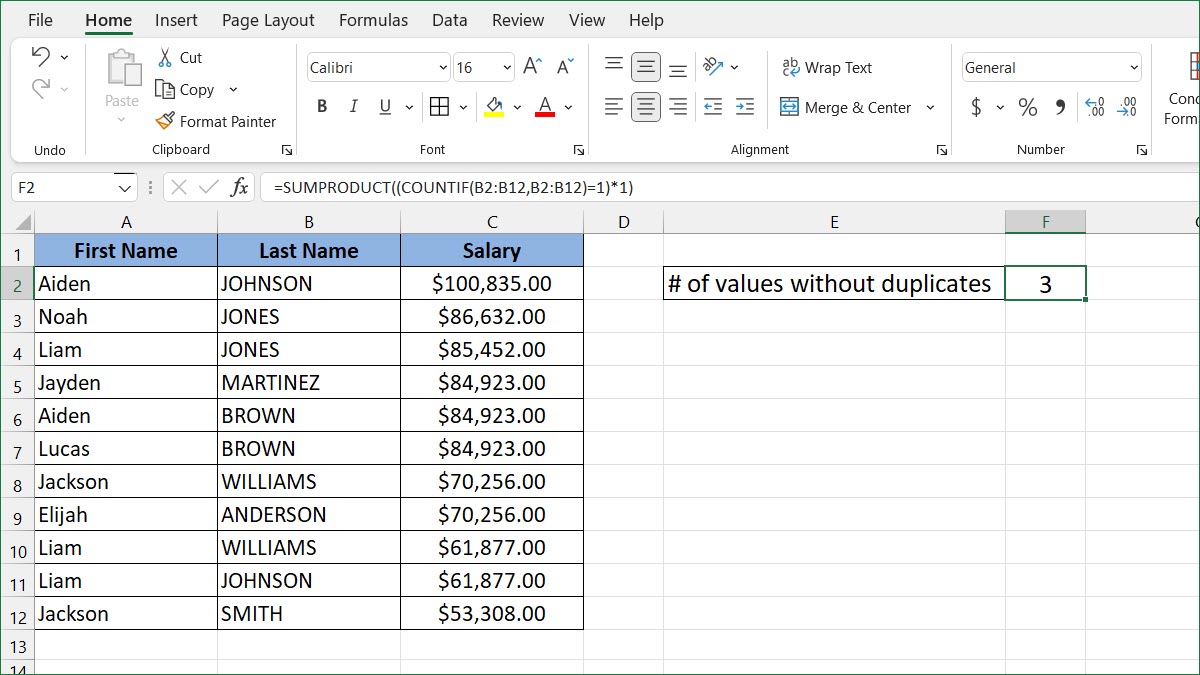 How to Count Cells without Duplicates ExcelNotes