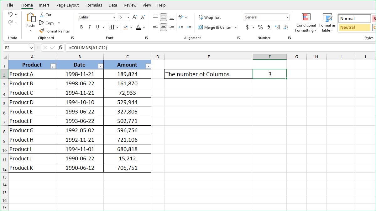 How to Count the Number of Columns in a Range ExcelNotes