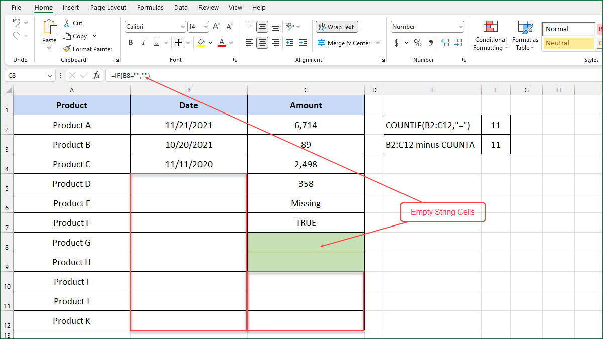 How to Cells with Empty String ExcelNotes