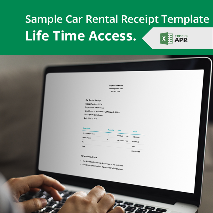 Sample Car Rental Receipt Template Excels App