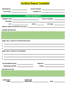 Free Printable Police Report Template » ExcelSHE