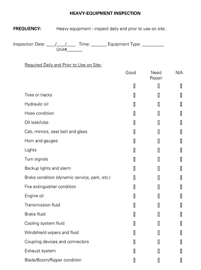 70+ Free Printable Equipment Checklist Templates (PDF, Doc) » ExcelSHE