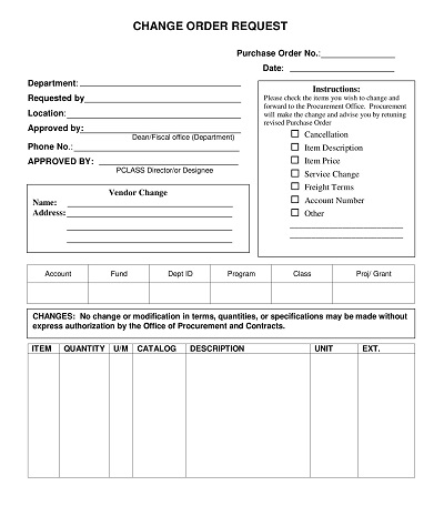 55+ Free Printable Change Order Templates (MS Word, Excel) » ExcelSHE