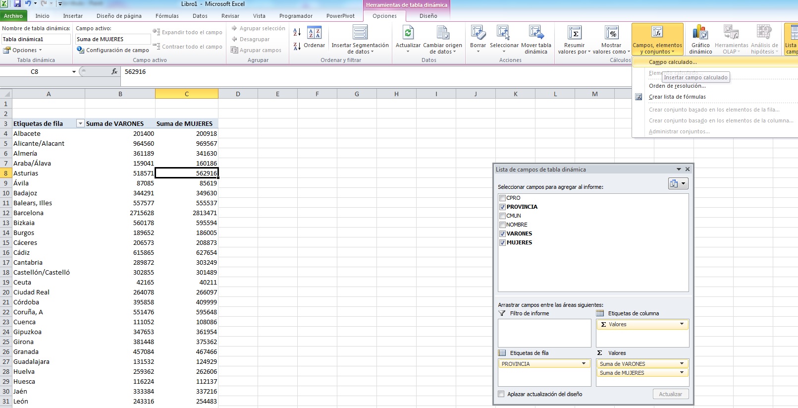 INSERTAR CAMPO CALCULADO EN UNA TABLA DINAMICA Excel Signum